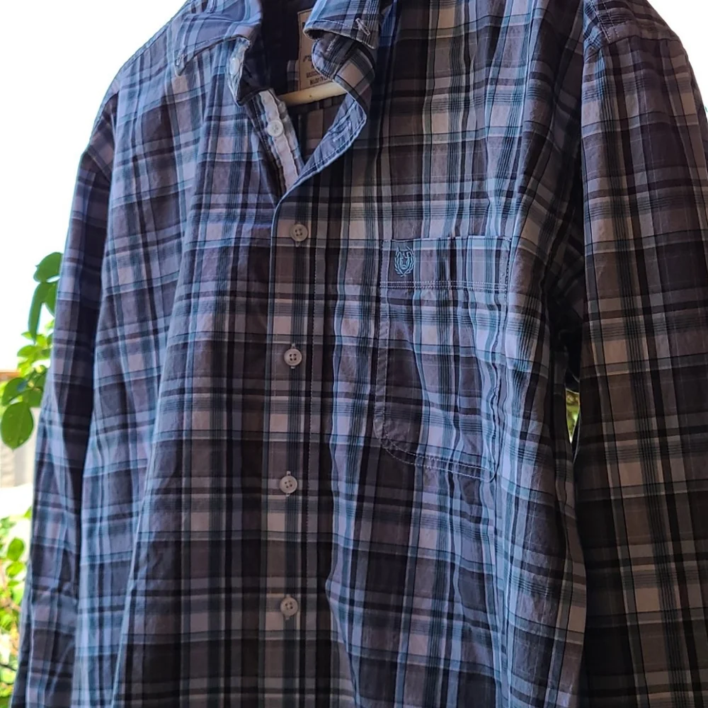 🔖3 For $10 🛍 Men's Casual Button Down Shirt - Blue Plaid - Picture 8 of 12